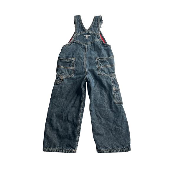 Oshkosh size 2T denim overalls blue lined fall winter warm, cozy - Picture 2 of 4